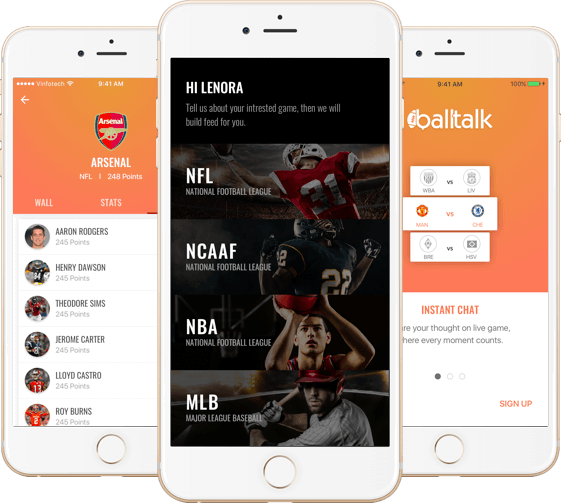 Balltalk – Custom Social Network Development for Sports Fans by Vinfotech