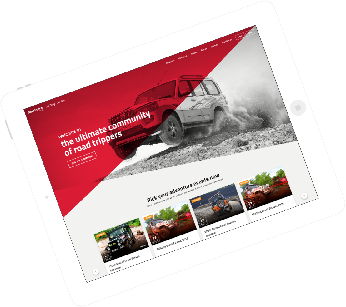 Mahindra – Custom Road Trippers Community for Travel Enthusiasts Design and Development by Vinfotech